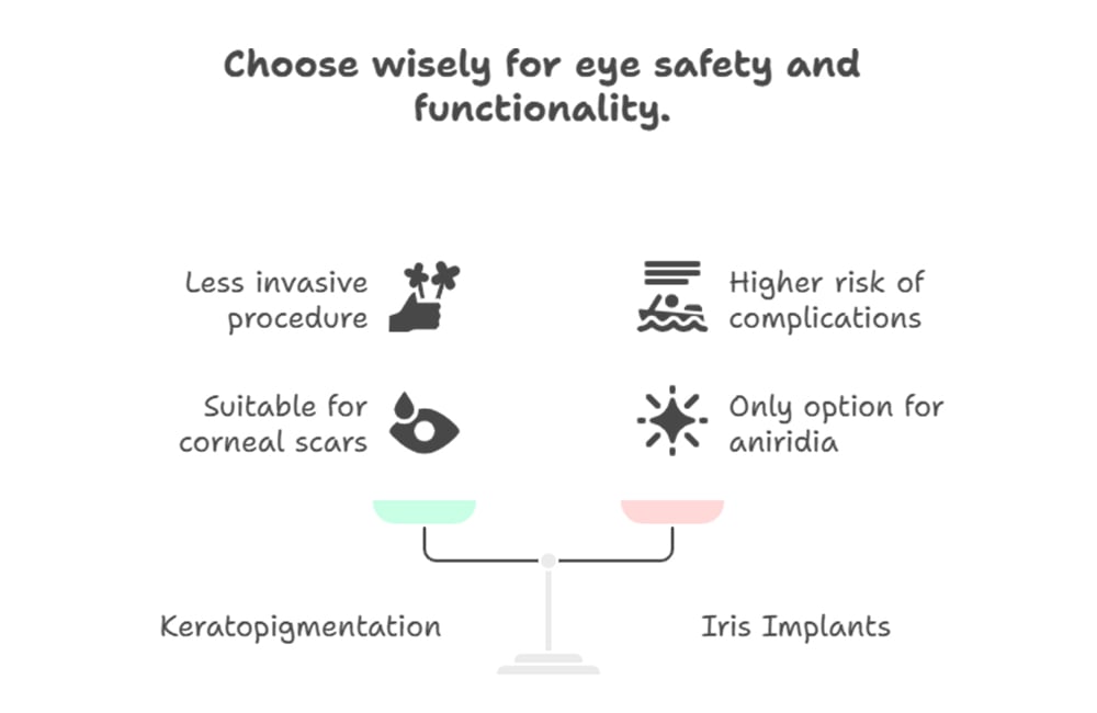 Keratopigmentation vs Iris Implant: Which Is safer for Damaged Eyes?